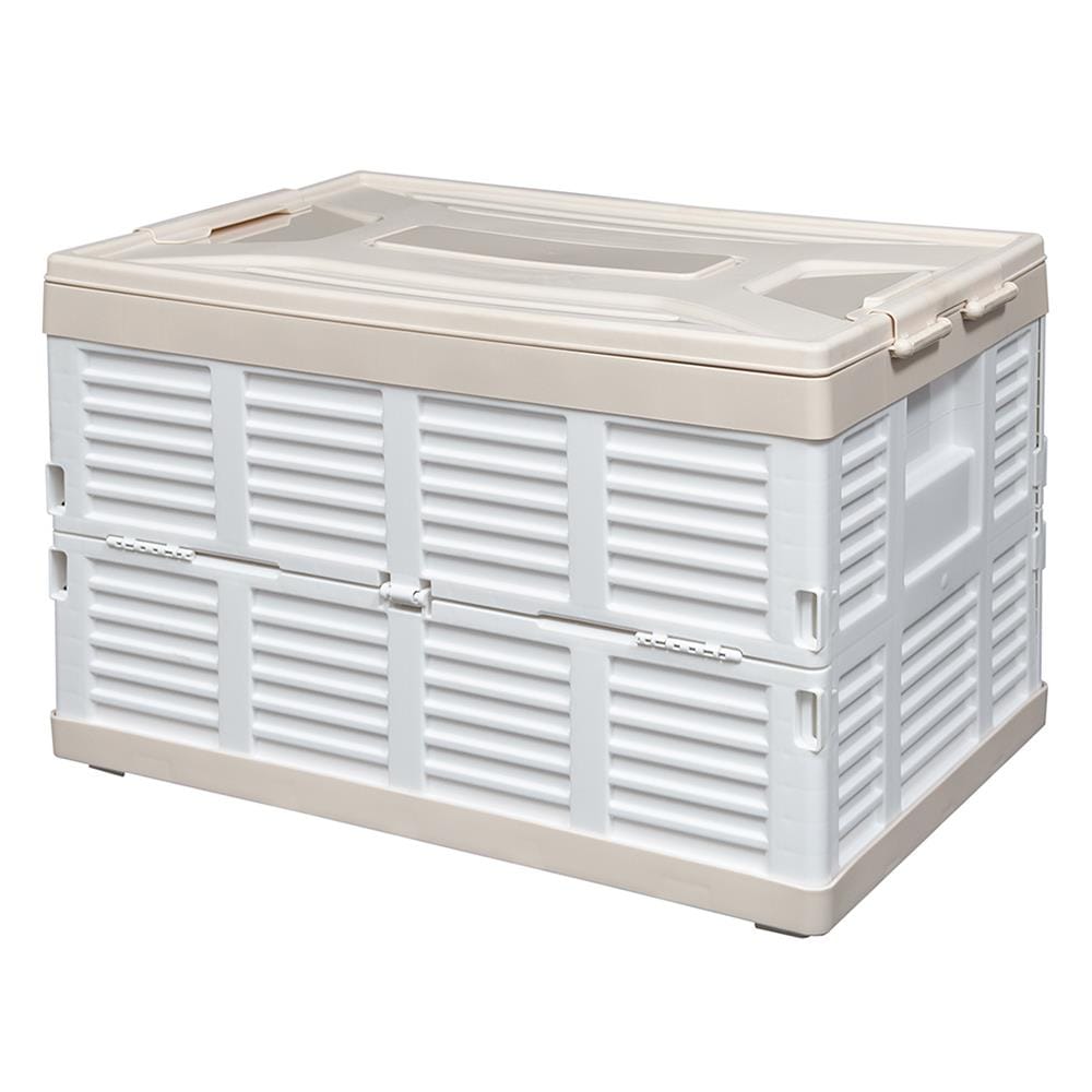 กล่องเก็บของพับได้ STACKO 37x56x35.5 ซม. สีเบจ/ขาว