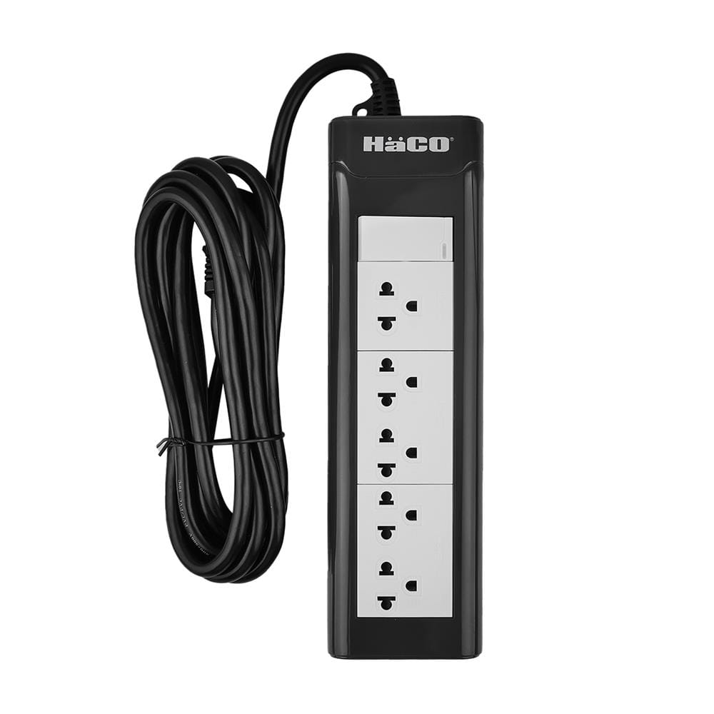 รางปลั๊กไฟ 5ช่อง 1สวิตซ์ HACO EPN-S5EB/3 16 แอมป์ 3 เมตร