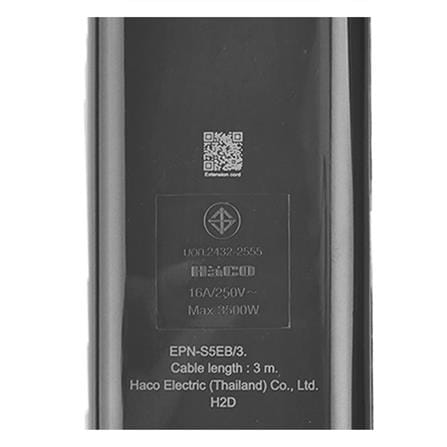 รางปลั๊กไฟ 5ช่อง 1สวิตซ์ HACO EPN-S5EB/3 16 แอมป์ 3 เมตร_9