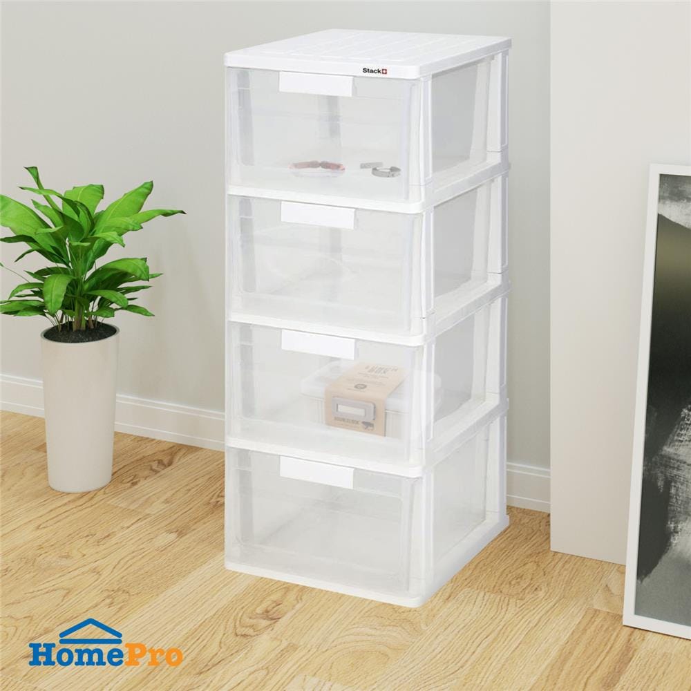 ตู้ลิ้นชัก 4 ชั้น STACKO MAX(M) 40x46x104 ซม. สีใส