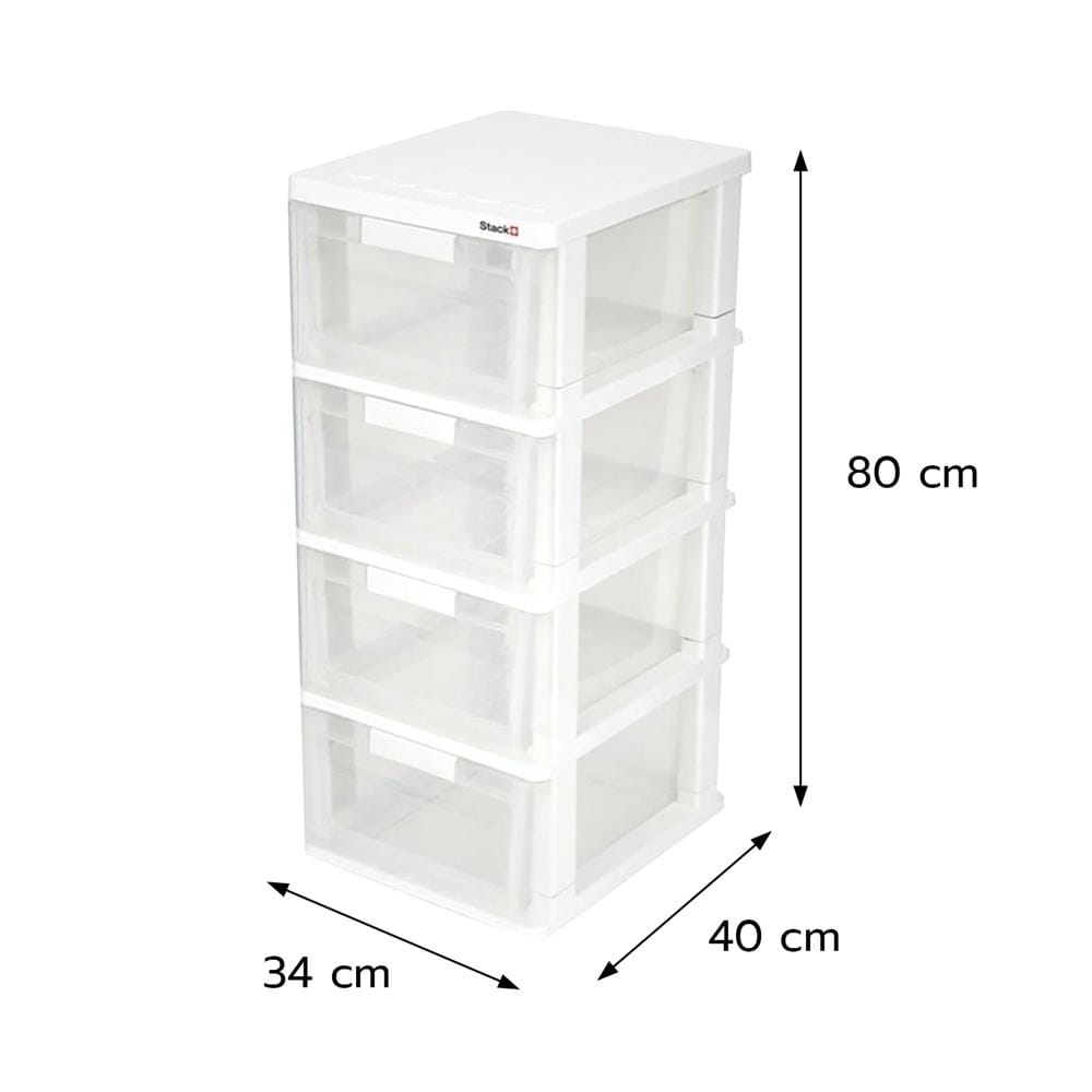 ตู้ลิ้นชัก 4 ชั้น STACKO MAX(S) 34x40x80 ซม. สีใส