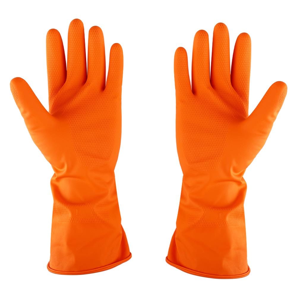 ถุงมือยาง ตราม้า สีส้ม Size M