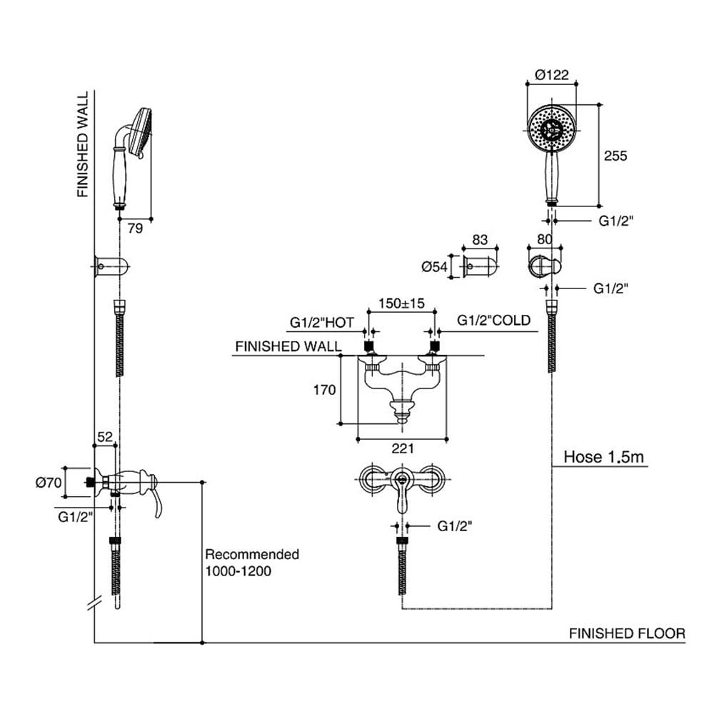 ก๊อกผสมยืนอาบ KOHLER K-72697T-B4-AF