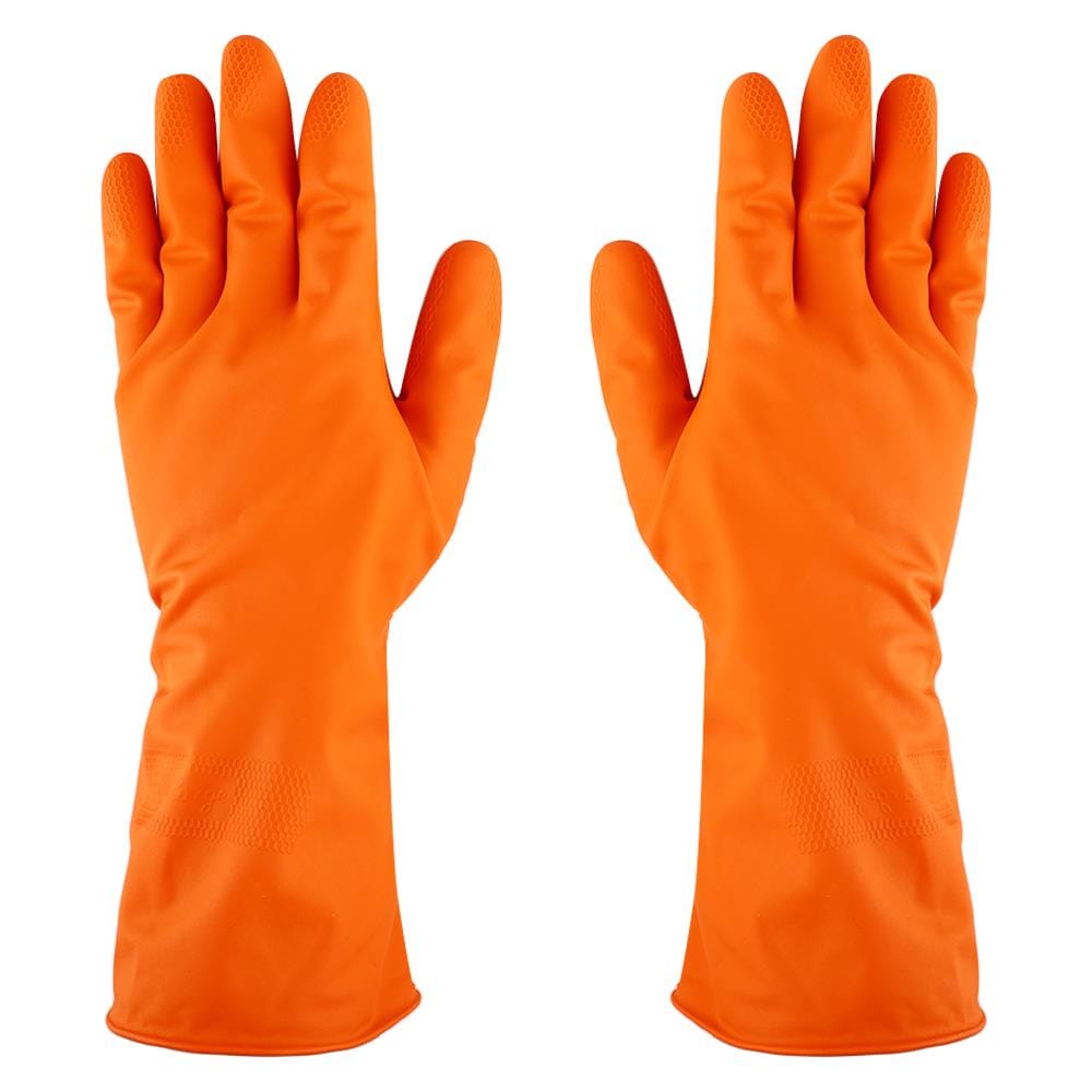 ถุงมือยาง ตราม้า สีส้ม Size L
