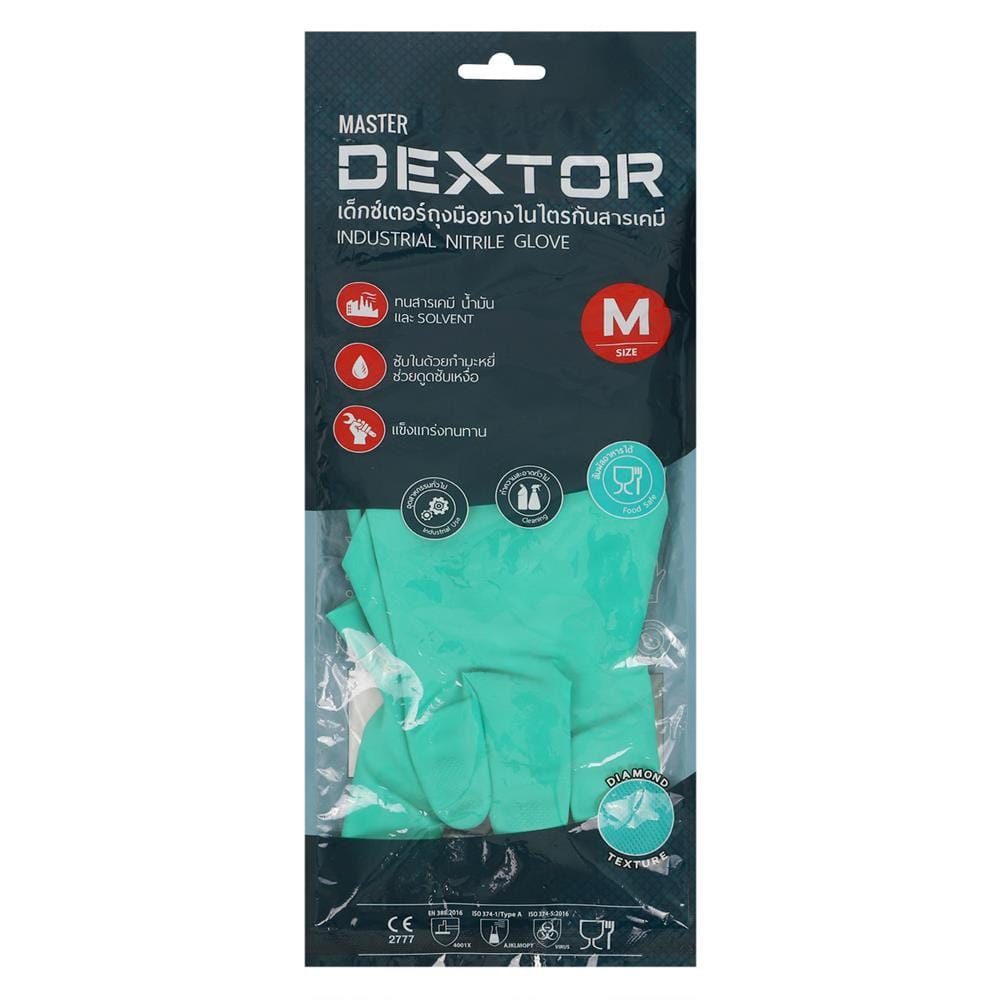 ถุงมือยาง DEXTOR   กลาง เขียว