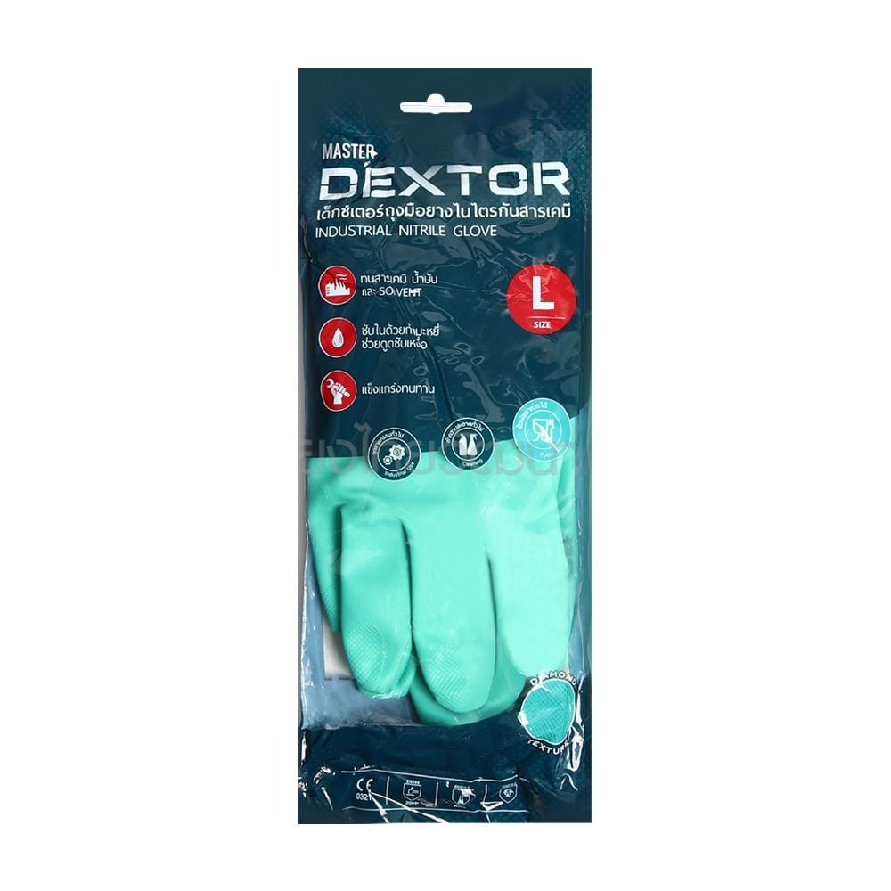 ถุงมือไนไตร DEXTOR SIZE L สีเขียว