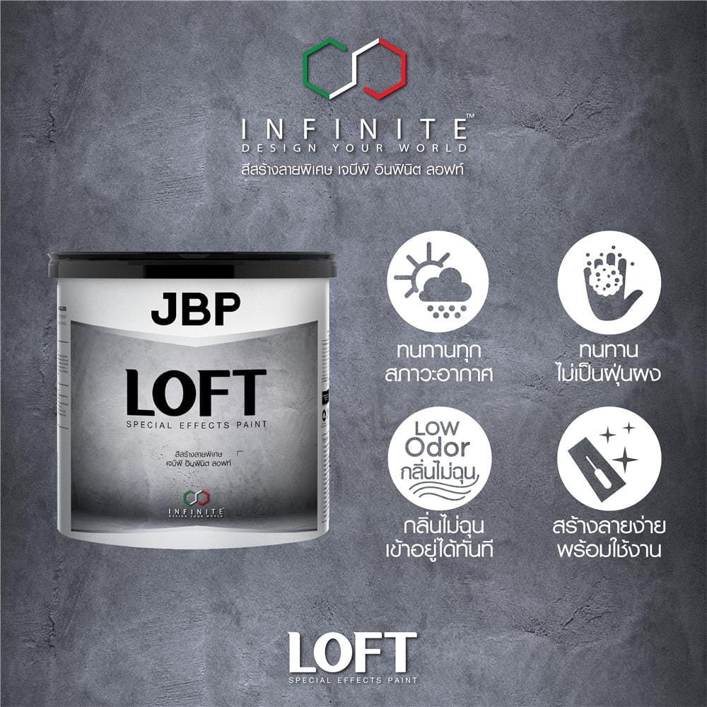 สีเท็กเจอร์ JBP INFINITE LOFT สีเทาอ่อน 11.22 กิโลกรัม