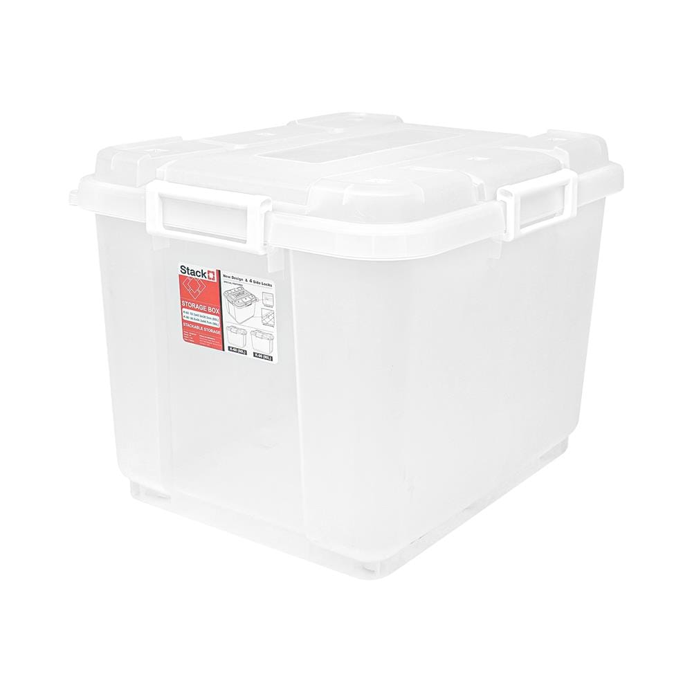 กล่องเก็บของ มีล้อ ฝาล็อค STACKO 90 ลิตร 60.8X50.3X44.7 ซม. สีใส