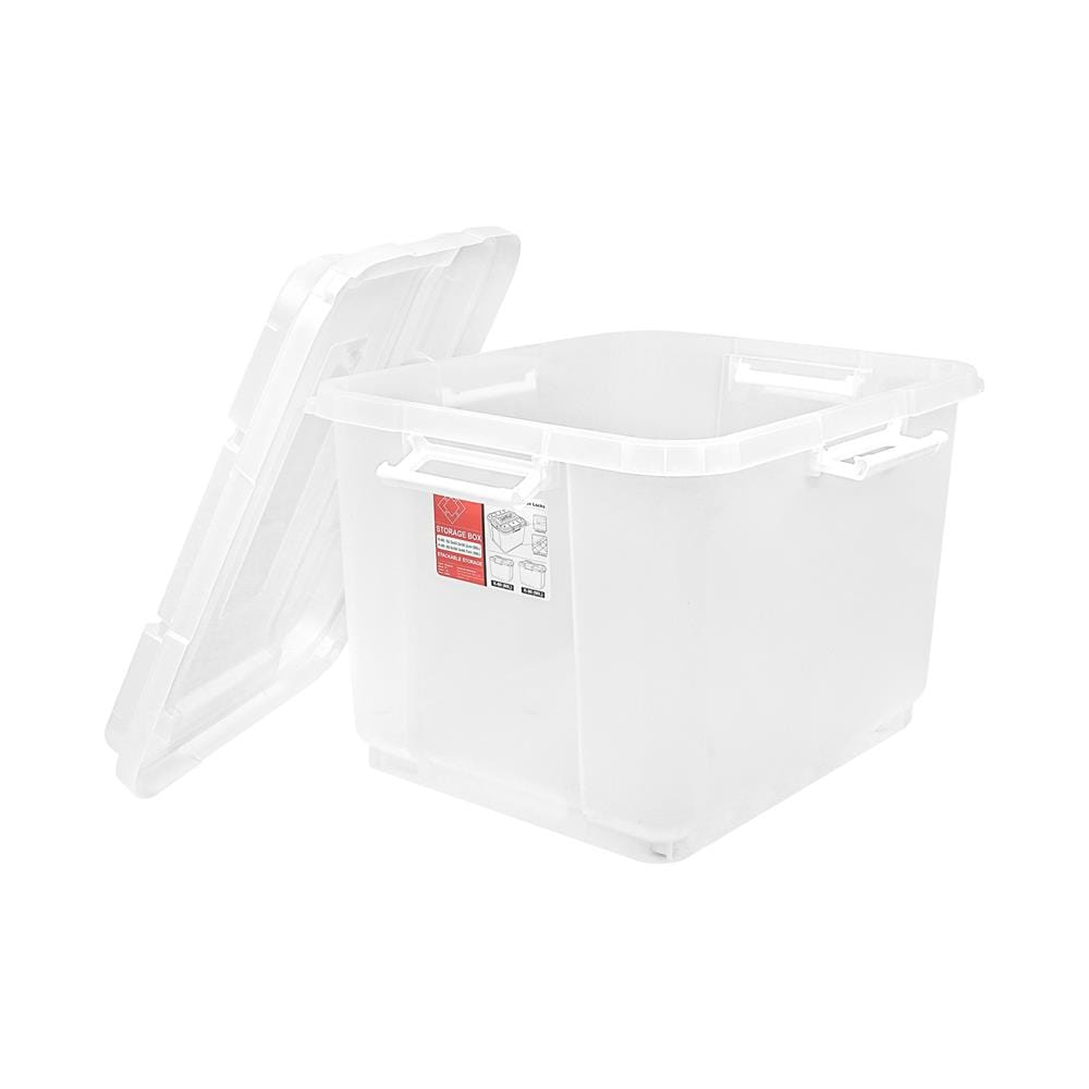 กล่องเก็บของ มีล้อ ฝาล็อค STACKO 90 ลิตร 60.8X50.3X44.7 ซม. สีใส