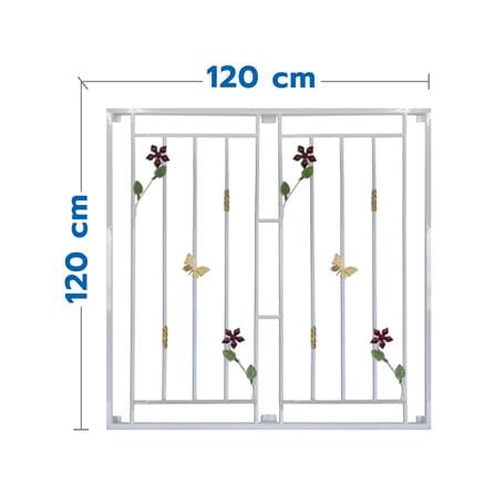 เหล็กดัดหน้าต่าง MHOLARN ดอกไม้ผีเสื้อ 120x120 ซม. สีขาว