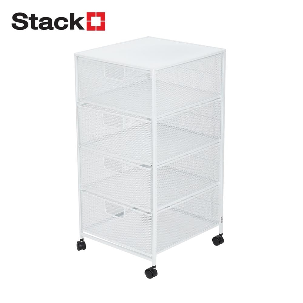 ชั้นลิ้นชักเหล็ก 4 ชั้น STACKO BILA 33.5x37.5x73 ซม. สีขาว