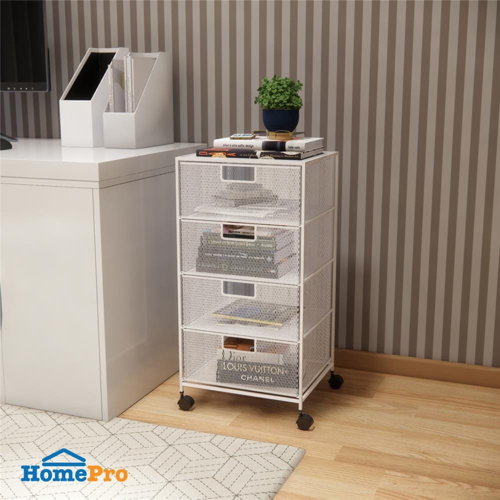 ชั้นลิ้นชักเหล็ก 4 ชั้น STACKO BILA 33.5x37.5x73 ซม. สีขาว