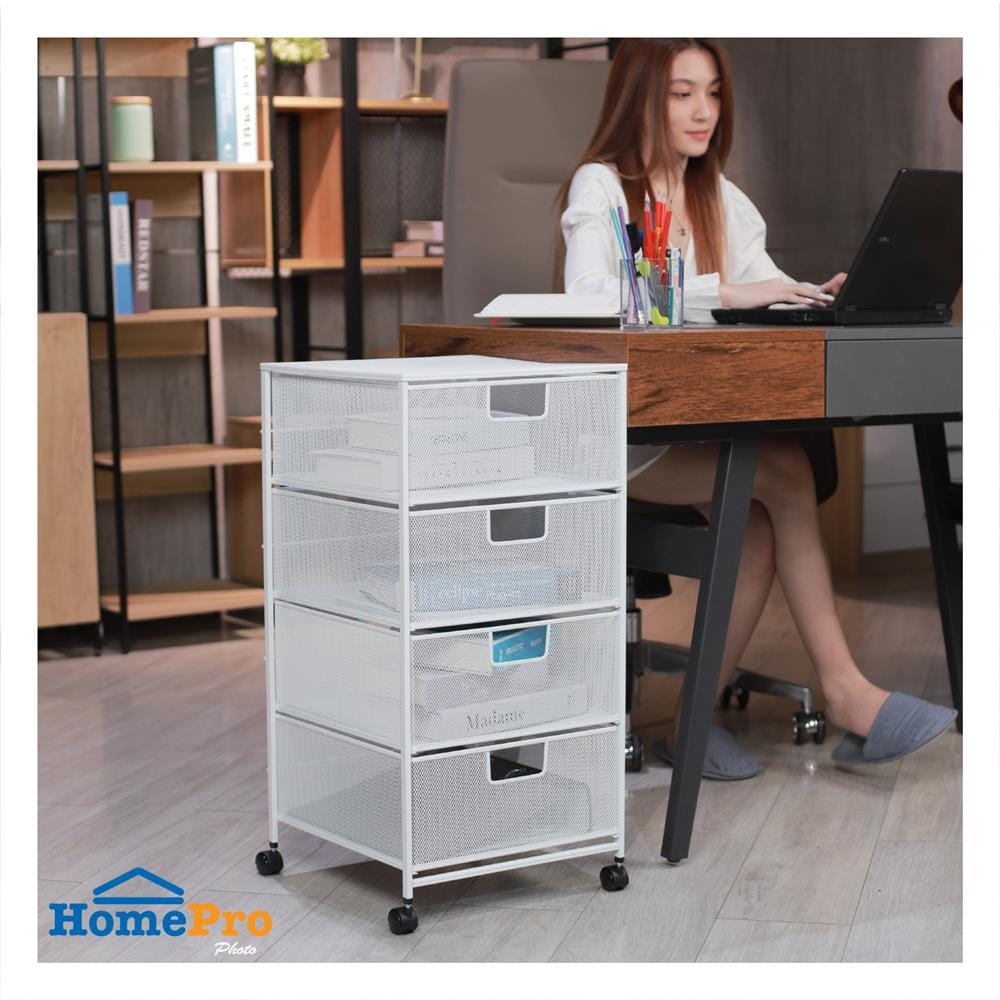 ชั้นลิ้นชักเหล็ก 4 ชั้น STACKO BILA 33.5x37.5x73 ซม. สีขาว