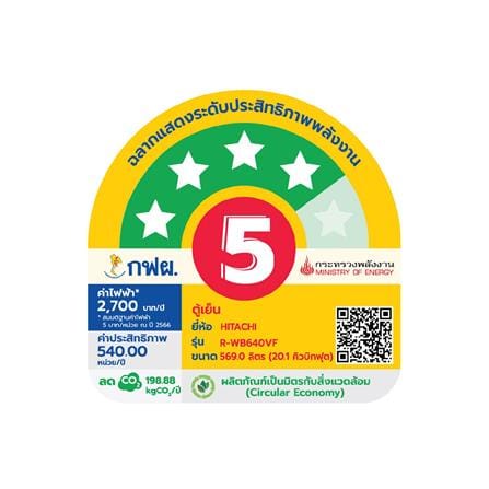 ตู้เย็น MULTI DOOR HITACHI RWB640VF GMG 20.1 คิว กระจกเทา อินเวอร์เตอร์_2