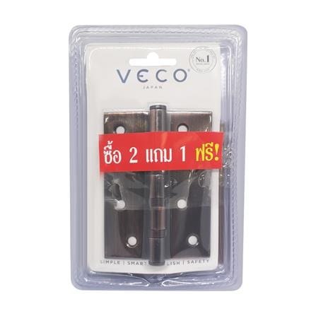 บานพับ 4X3 นิ้ว X 1.7 มม. VECO 4BB สีทองแดงรมดำ (แพ็ก 3 ชิ้น) 2 แถม 1_2