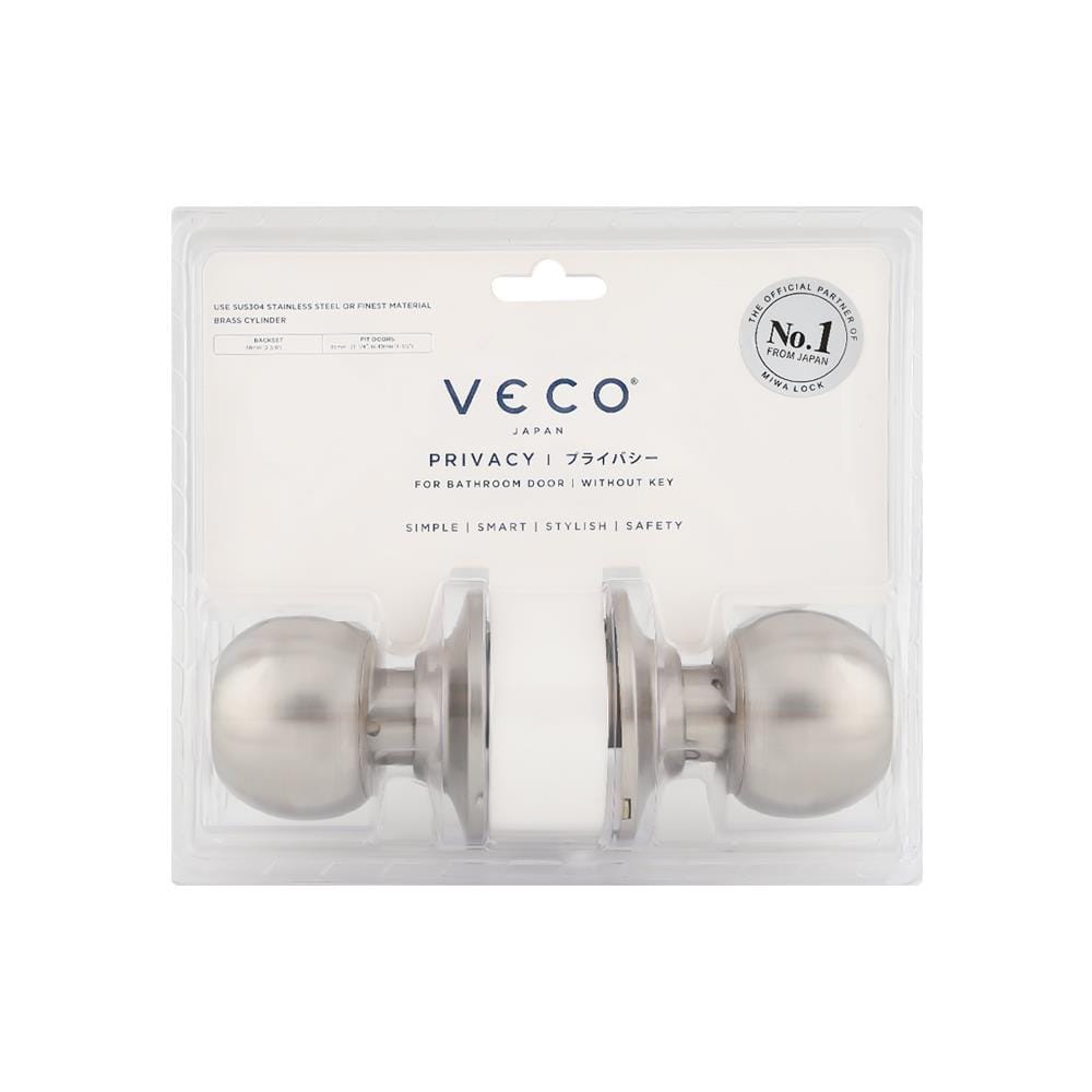ลูกบิดประตูห้องน้ำ หัวกลม VECO 3871SS-BK สีสเตนเลส