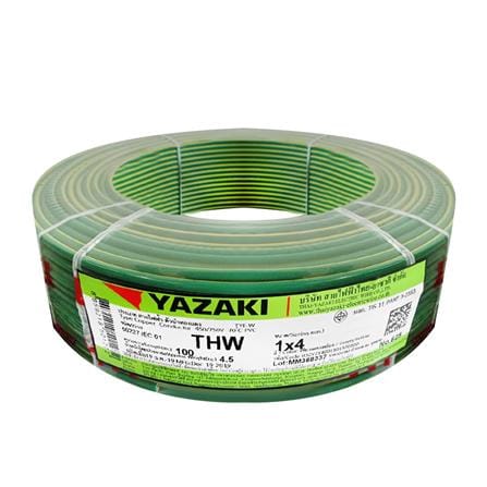 สายไฟ THW IEC01 YAZAKI 1X4 ตร.มม. 100 ม. สีเขียวคาดเหลือง_0