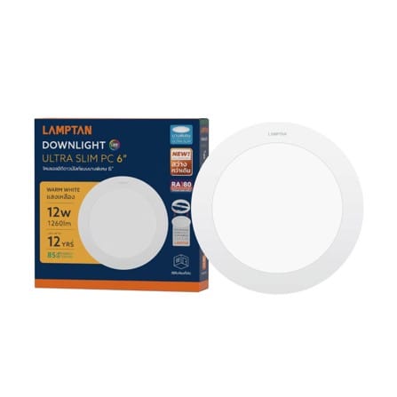 ดาวน์ไลท์ LED LAMPTAN ULTRA SLIM PC 6 นิ้ว 12 วัตต์ WARM WHITE สีขาว_3