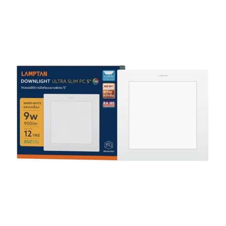 ดาวน์ไลท์ LED LAMPTAN ULTRA SLIM PC 5 นิ้ว 9 วัตต์ WARM WHITE สีขาว_3