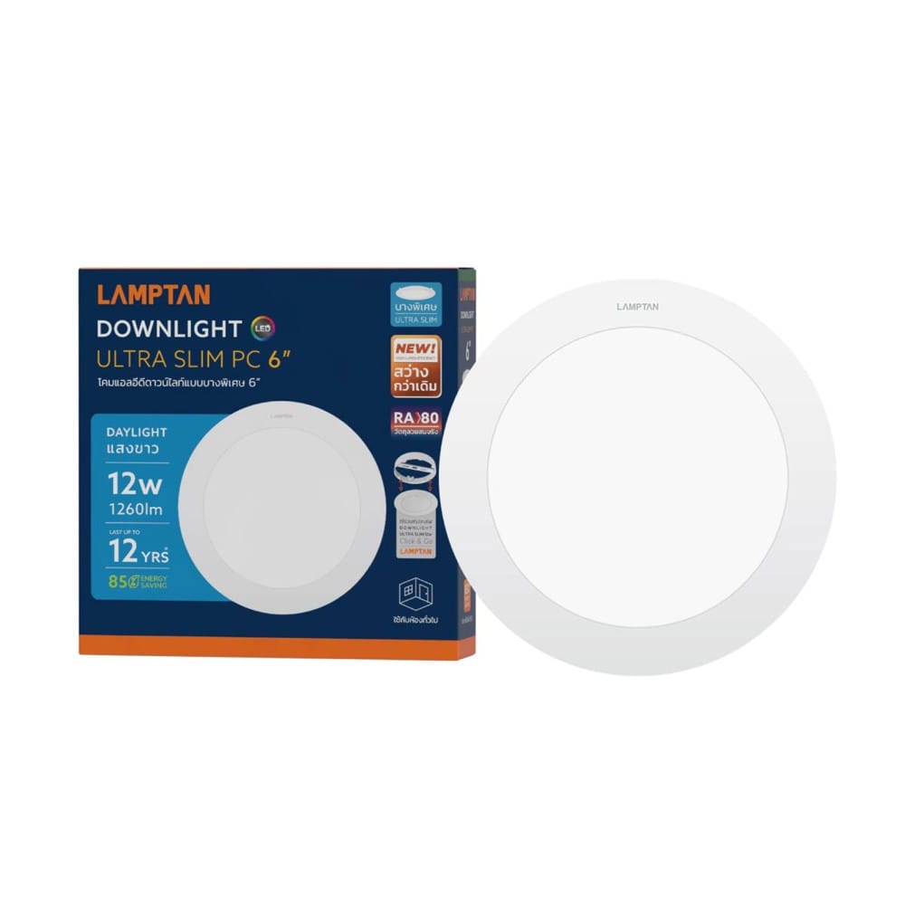ดาวน์ไลท์ LED LAMPTAN ULTRA SLIM PC 6 นิ้ว 12 วัตต์ DAYLIGHT สีขาว