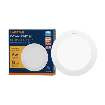 ดาวน์ไลท์ LED LAMPTAN ULTRA SLIM PC 5 นิ้ว 9 วัตต์ WARM WHITE สีขาว_3