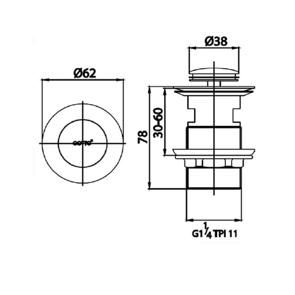 สะดืออ่างล้างหน้าแบบกด COTTO CT6702(HM)