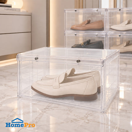 กล่องรองเท้าเปิดข้าง STACKO MAGNETIC LOCK 37X28X18.3 ซม. ใส