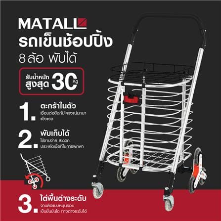 รถเข็นช้อปปิ้งพับได้ 8 ล้อ MATALL Z11 30 กก._5