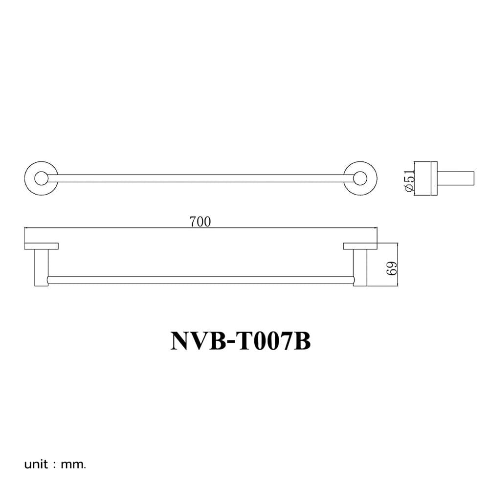 ราวแขวนผ้า NOVABATH NVB-T007B สีดำ