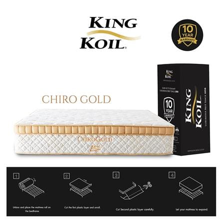 ที่นอนพ็อกเก็ตสปริง 6 ฟุต สุญญากาศ KINGKOIL รุ่น CHIROGOLD พร้อมชุดเครื่องนอน 11 ชิ้น_3