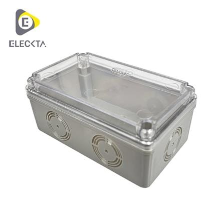 กล่องพลาสติกกันน้ำ ฝาใส ELECKTA 2x4 นิ้ว สีเทา