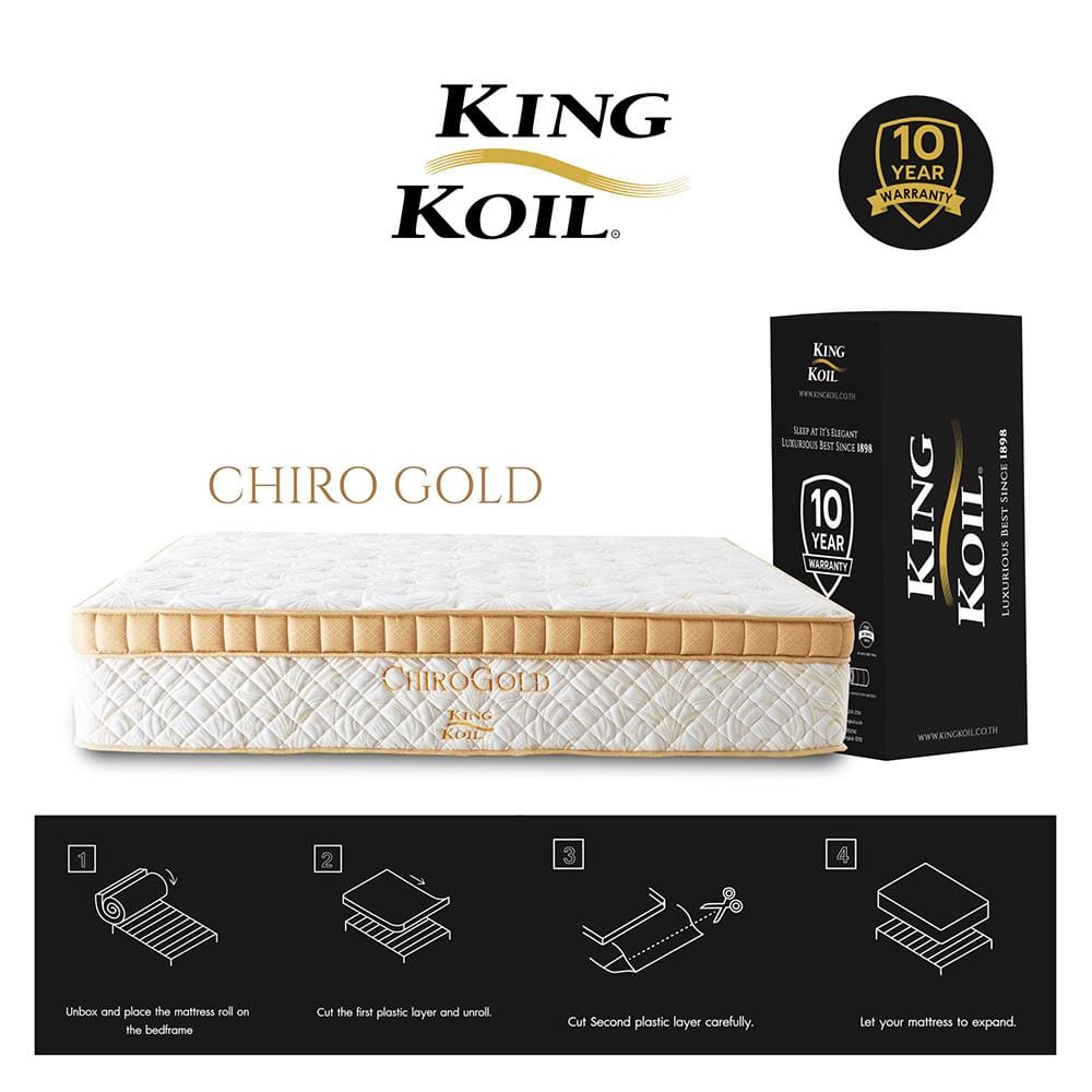 ที่นอนพ็อกเก็ตสปริง 3.5 ฟุต สุญญากาศ KINGKOIL รุ่น CHIROGOLD พร้อมชุดเครื่องนอน 7 ชิ้น