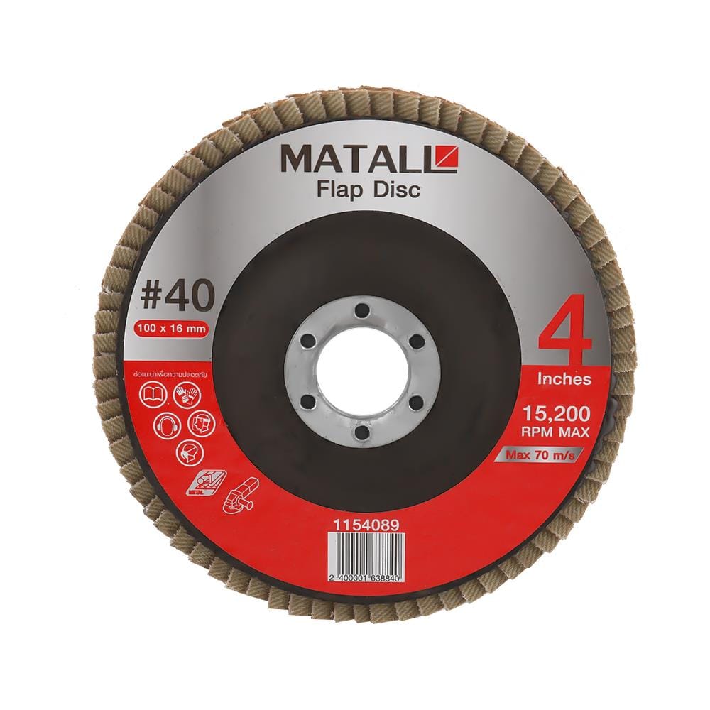 ผ้าทรายซ้อนหลังแข็ง เบอร์ 40 MATALL 4 นิ้ว แพ็ก 2 ชิ้น
