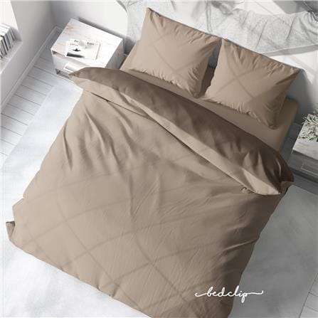 ชุดผ้าปูที่นอน 6 ฟุต 3 ชิ้น BED CLIP MICROTEX สีครีม