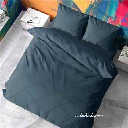 ชุดผ้าปูที่นอน 3.5 ฟุต 2 ชิ้น BED CLIP MICROTEX สีเทาอมฟ้า_0