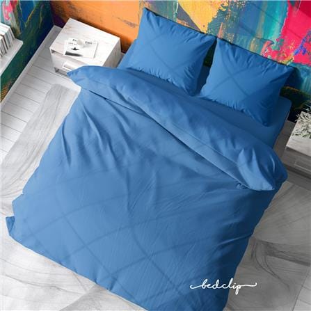 ชุดผ้าปูที่นอน 5 ฟุต 3 ชิ้น BED CLIP MICROTEX สีฟ้าพาสเทล