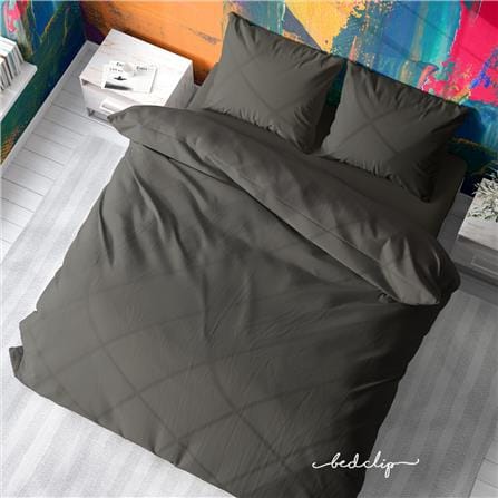 ชุดผ้าปูที่นอน 3.5 ฟุต 2 ชิ้น BED CLIP MICROTEX สีเทาเข้ม