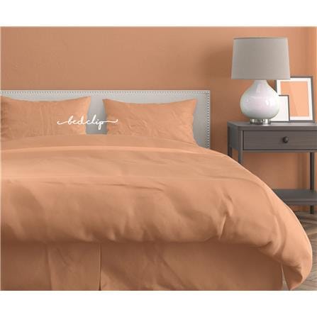 ชุดผ้าปูที่นอน 6 ฟุต 3 ชิ้น BED CLIP MICROTEX สีส้มโอโรส