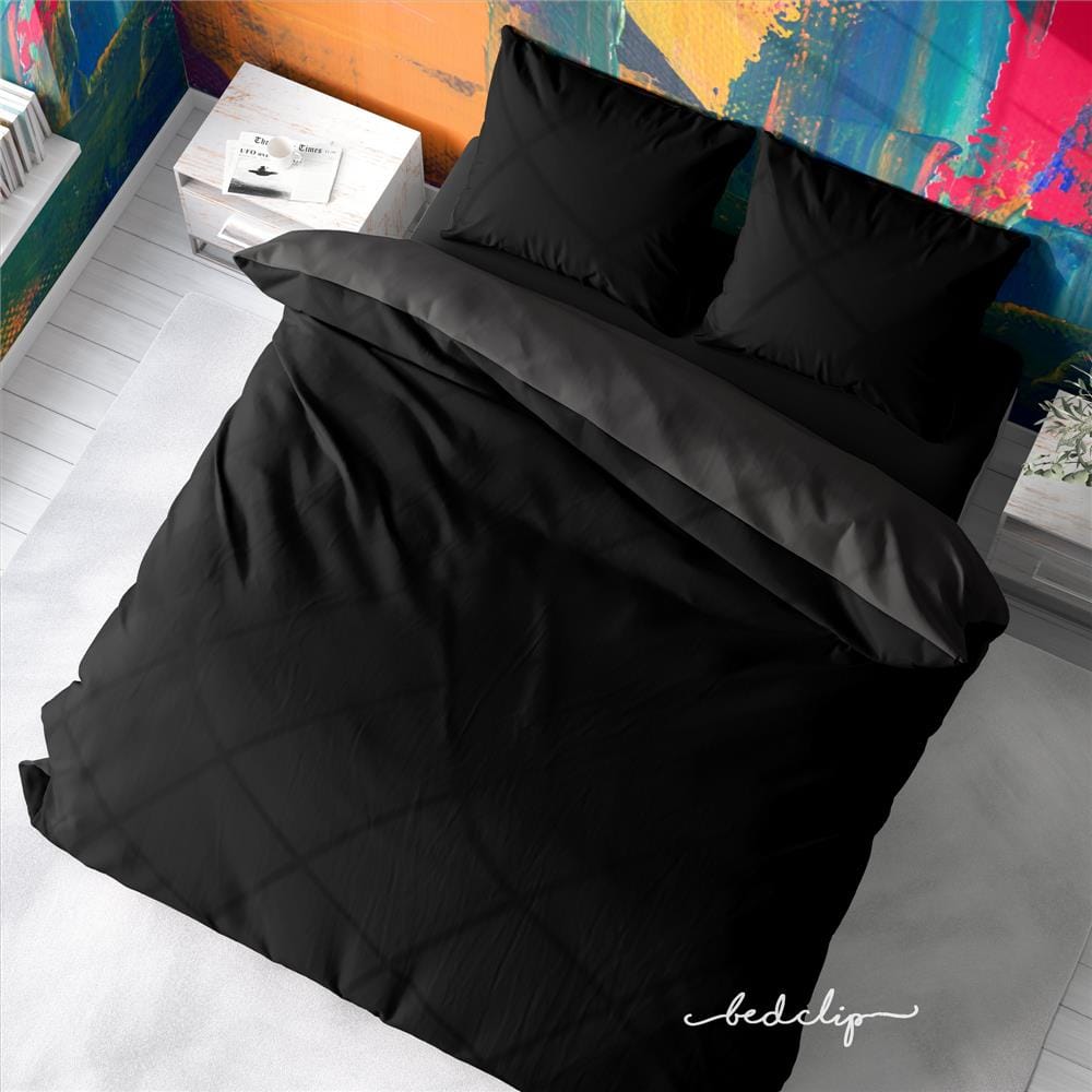 ชุดผ้าปูที่นอน 5 ฟุต 3 ชิ้น BED CLIP MICROTEX สีดำ