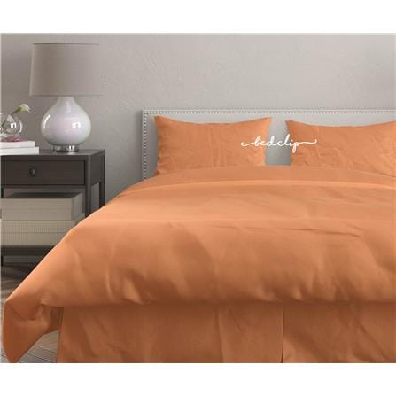 ชุดผ้าปูที่นอน 6 ฟุต 3 ชิ้น BED CLIP MICROTEX สีส้มพาสเทล
