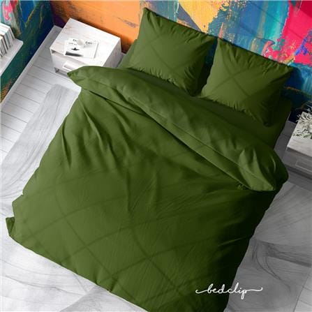 ชุดผ้าปูที่นอน 6 ฟุต 3 ชิ้น BED CLIP MICROTEX สีเขียวเข้ม