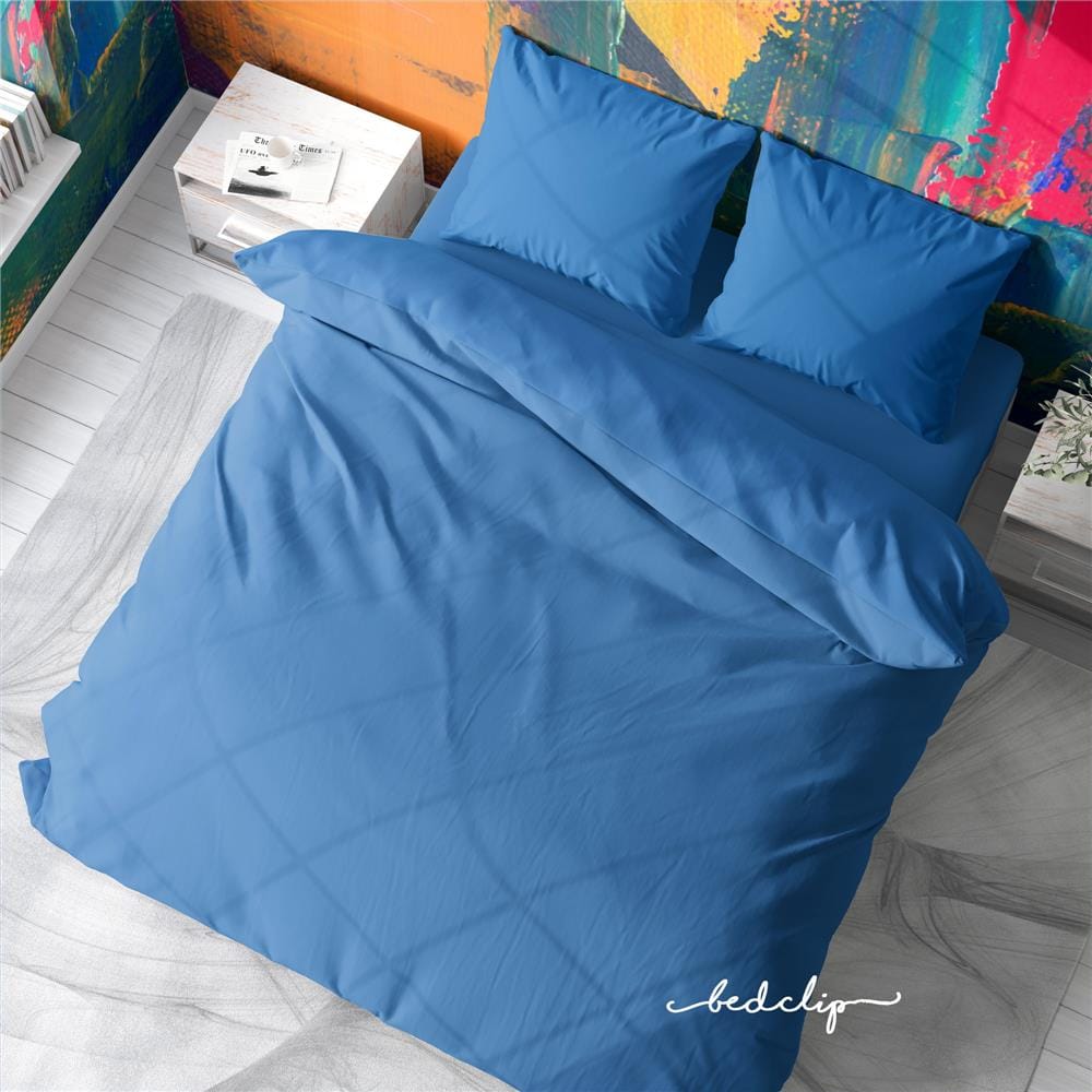 ชุดผ้าปูที่นอน 6 ฟุต 3 ชิ้น BED CLIP MICROTEX สีฟ้าพาสเทล