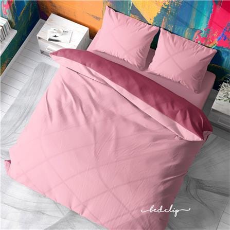 ชุดผ้าปูที่นอน 6 ฟุต 3 ชิ้น BED CLIP MICROTEX สีชมพูอ่อน