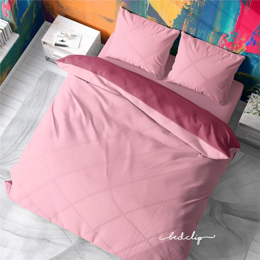 ชุดผ้าปูที่นอน 5 ฟุต 3 ชิ้น BED CLIP MICROTEX สีชมพูอ่อน