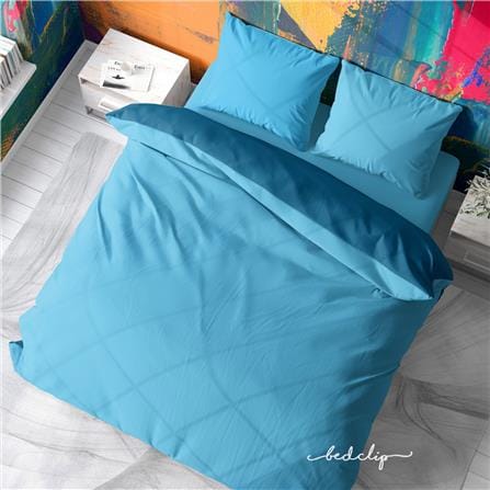 ชุดผ้าปูที่นอน 5 ฟุต 3 ชิ้น BED CLIP MICROTEX สีฟ้าอ่อน_0