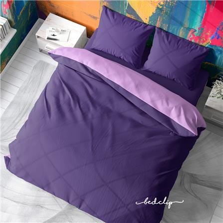 ชุดผ้าปูที่นอน 6 ฟุต 3 ชิ้น BED CLIP MICROTEX สีม่วงพาสเทล