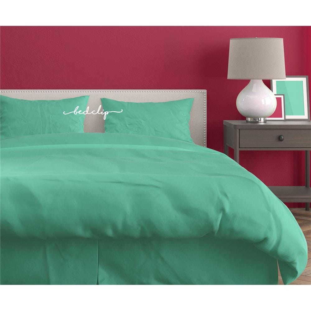 ชุดผ้าปูที่นอน 6 ฟุต 3 ชิ้น BED CLIP MICROTEX สีเขียวอ่อน
