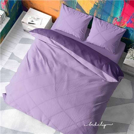 ชุดผ้าปูที่นอน 3.5 ฟุต 2 ชิ้น BED CLIP MICROTEX สีม่วงอ่อน_0