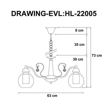 ไฟช่อ EVL HL-22005 สีขาว/ดำ 5 หัว_4
