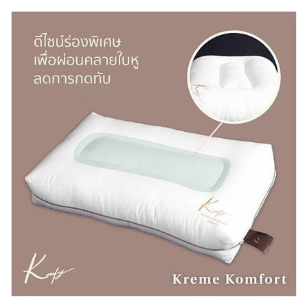 หมอนสุขภาพ ใยสังเคราะห์ KOMFY KREME KOMFORT ไซส์ M 16x27 นิ้ว สีขาว_2
